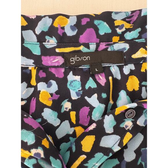 Gibson Women's Long Sleeve Shirt Blouse Sz Large Abstract Multicolor Workwear - Picture 3 of 9